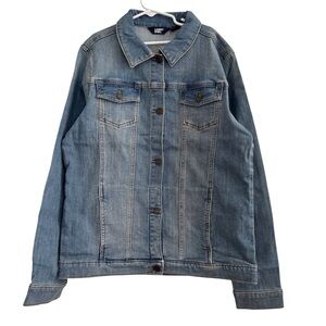 Land’s End Slate Blue Wash Denim Jean Jacket Youth Girls Boys XL 14-16 NWT